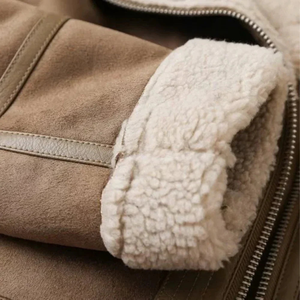 Dravelle | Women's Shearling Lined Suede Moto Jacket