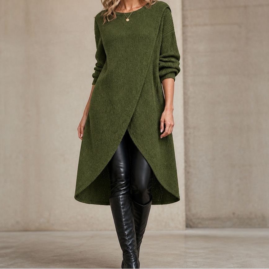 Drexwynn | Women's Wrap Front Tunic Top Long Sleeve