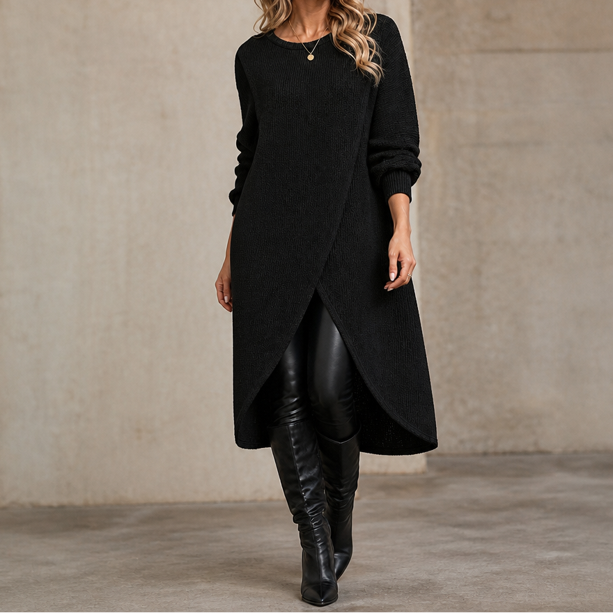 Drexwynn | Women's Wrap Front Tunic Top Long Sleeve