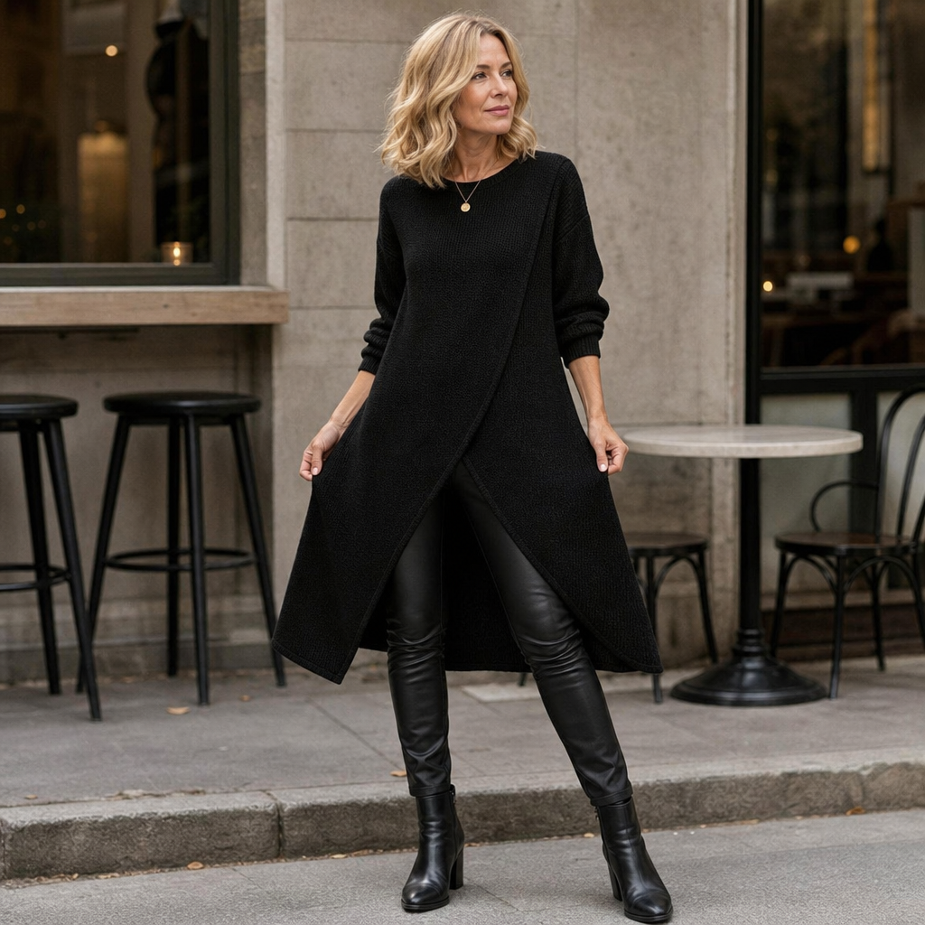 Drexwynn | Women's Wrap Front Tunic Top Long Sleeve