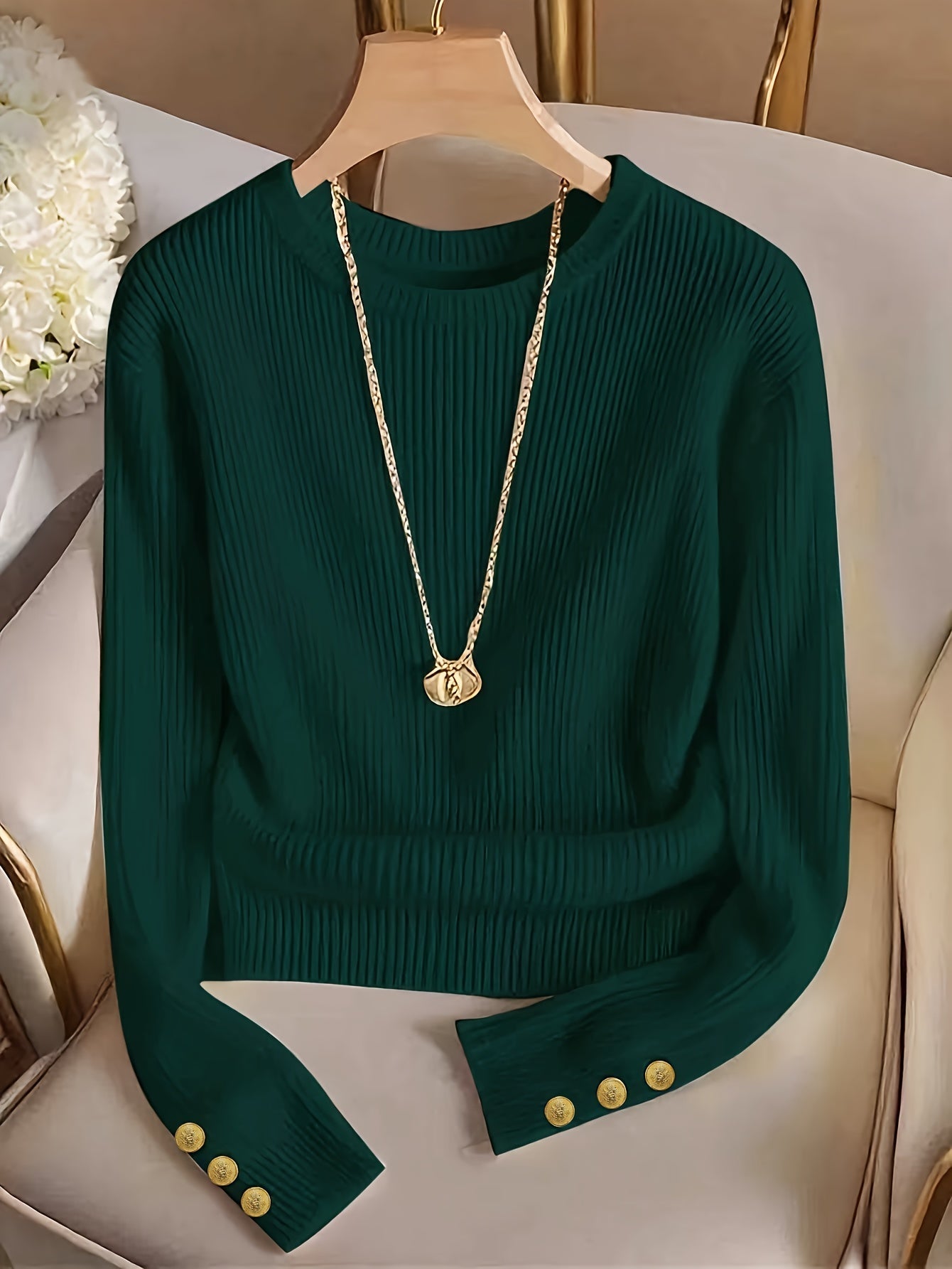 Refined Ribbed Crew Neck Sweater
