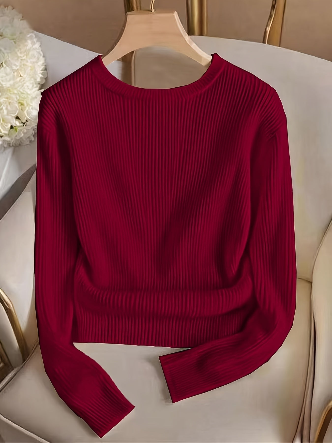 Refined Ribbed Crew Neck Sweater