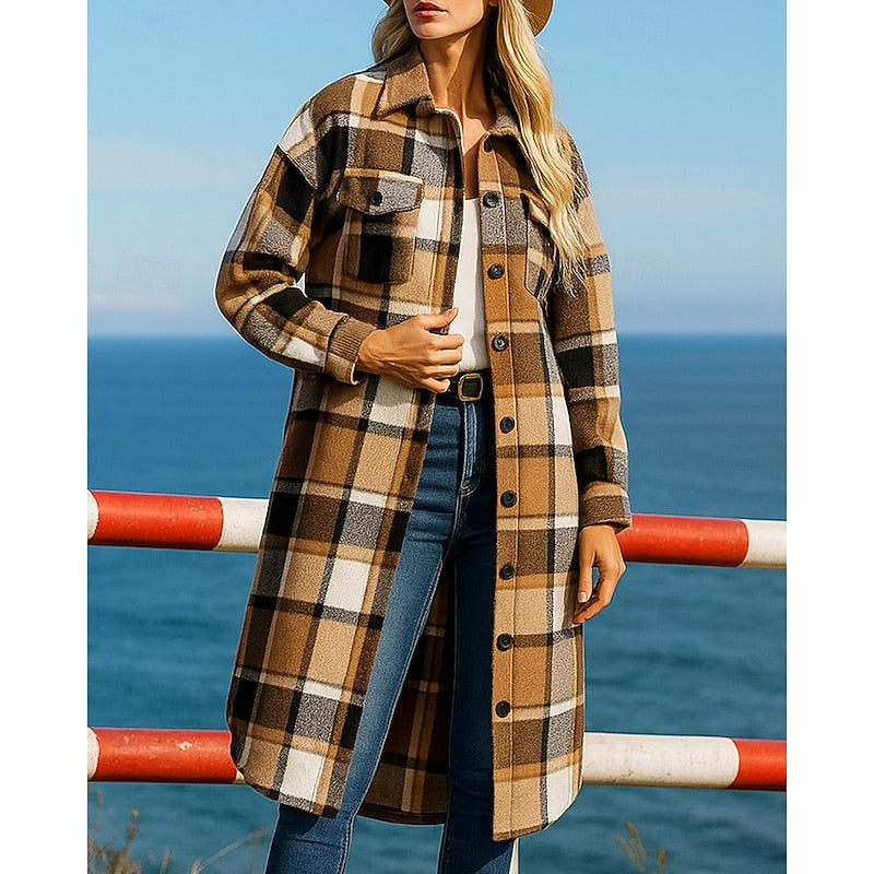 Fennara | Women's Plaid Longline Coat