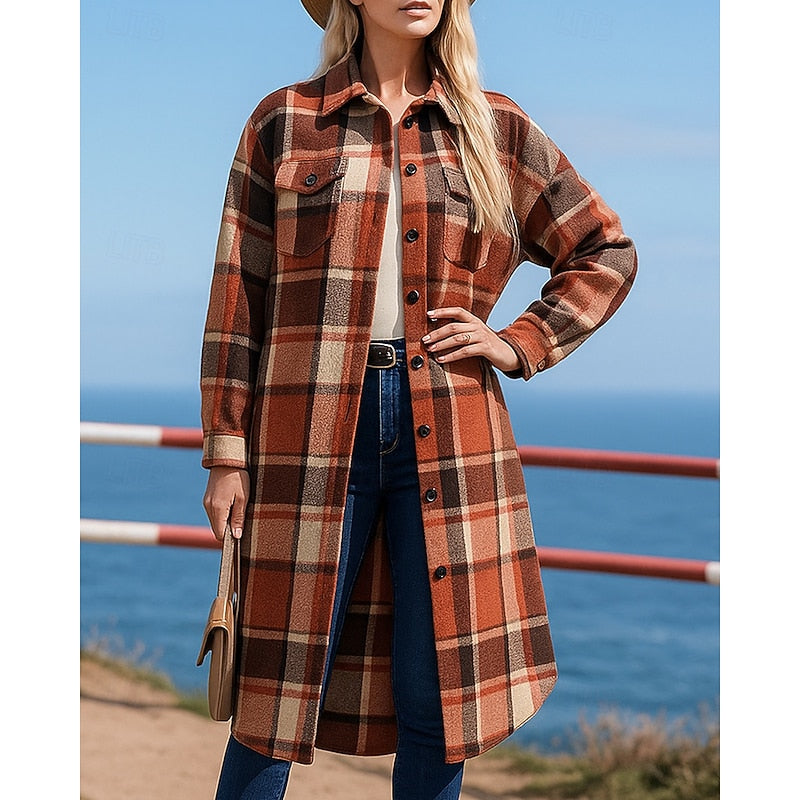 Fennara | Women's Plaid Longline Coat