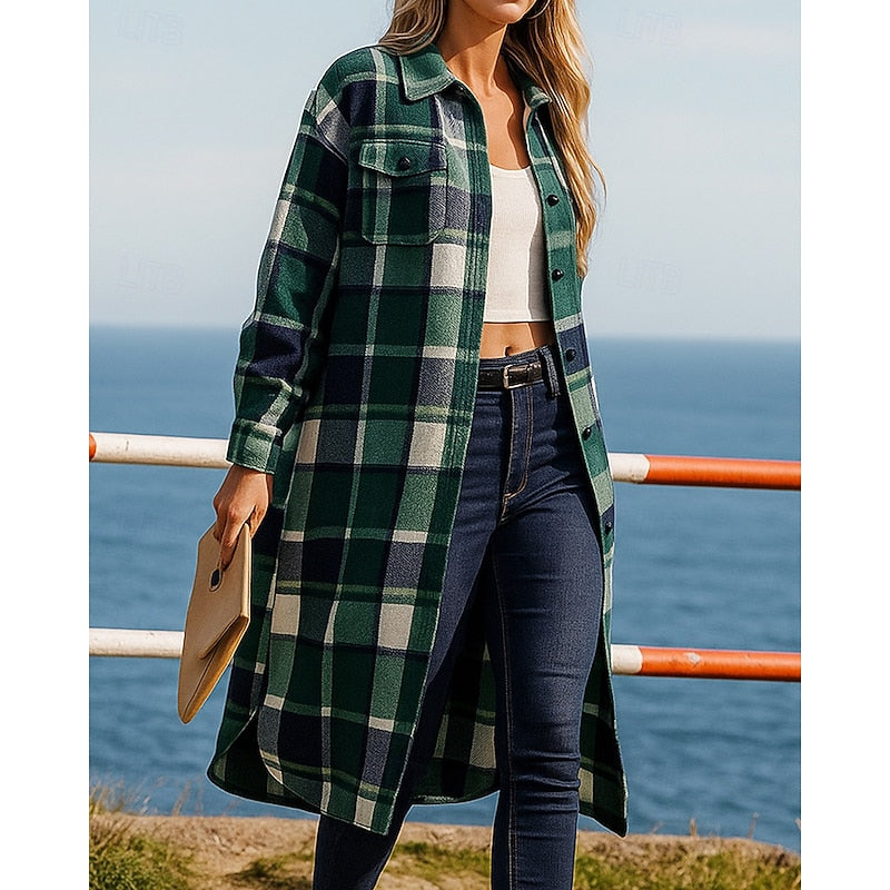Fennara | Women's Plaid Longline Coat