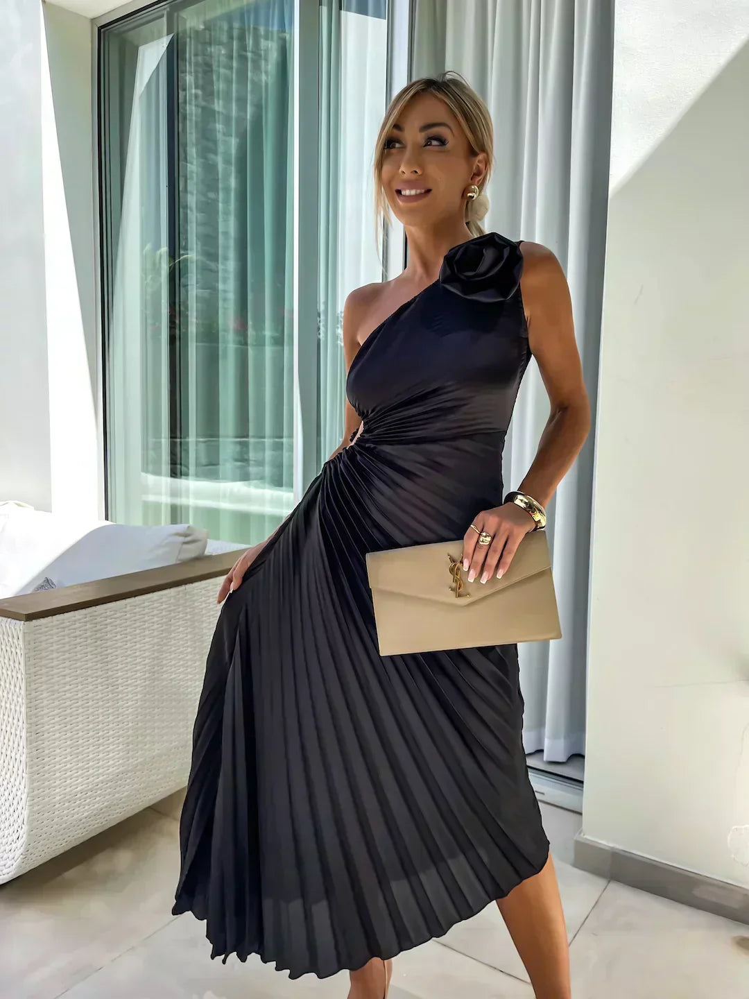 Charlotte | Women's Floral Flowy Draped Dress Cocktail