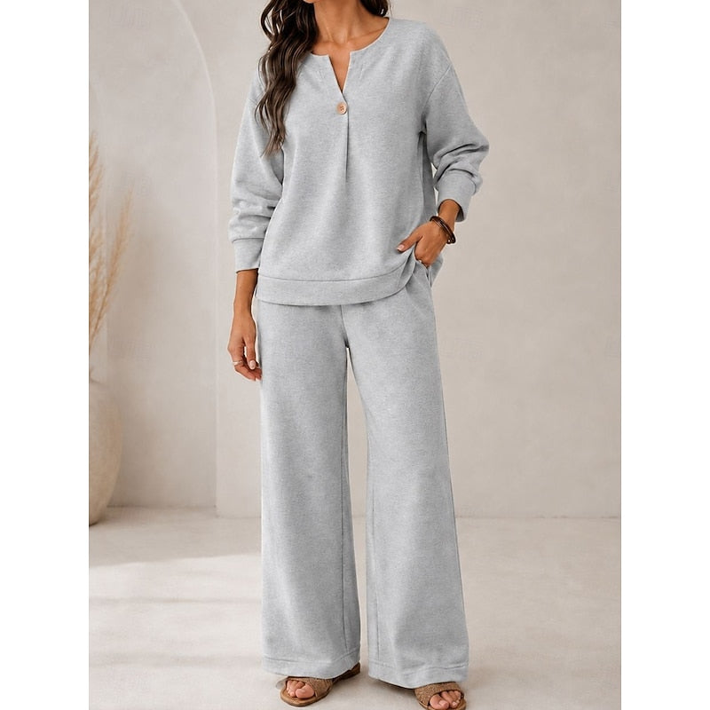 Halvira | Women's Loungewear Set Wide Leg Pants