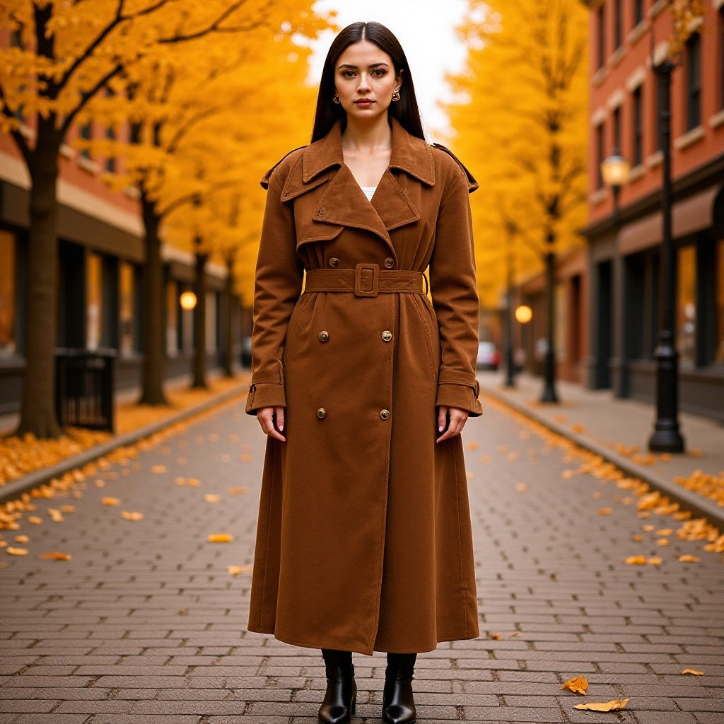 Halvorne | Women's Long Belted Trench Coat