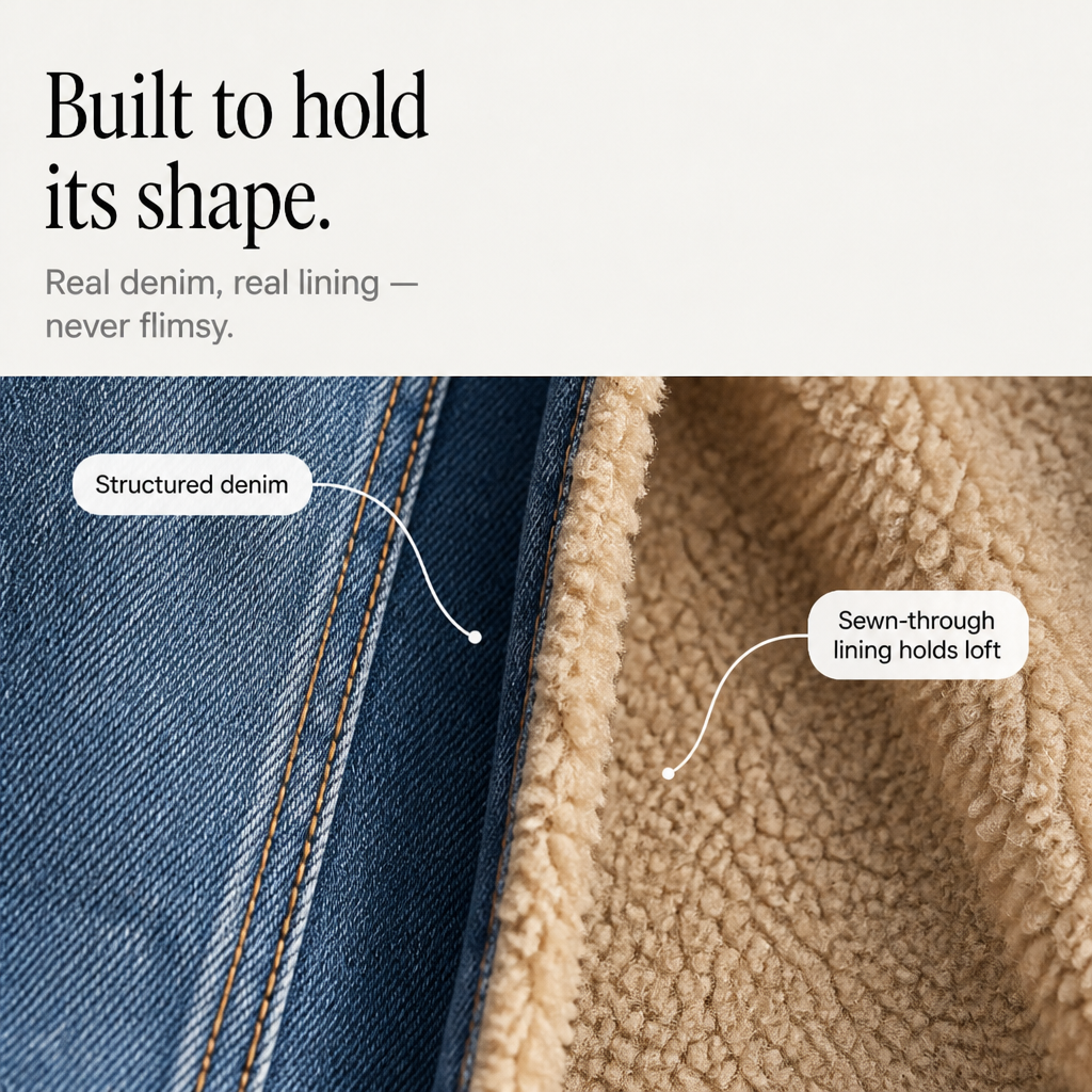 Halvorne | Women's Sherpa-Lined Long Denim Winter Coat