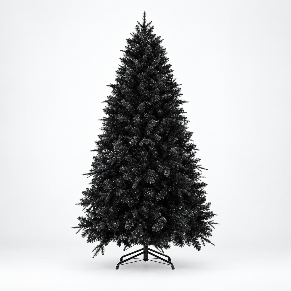 Pre-Lit Black Christmas Tree 5ft, 6ft, 7ft, 8ft – studio photo