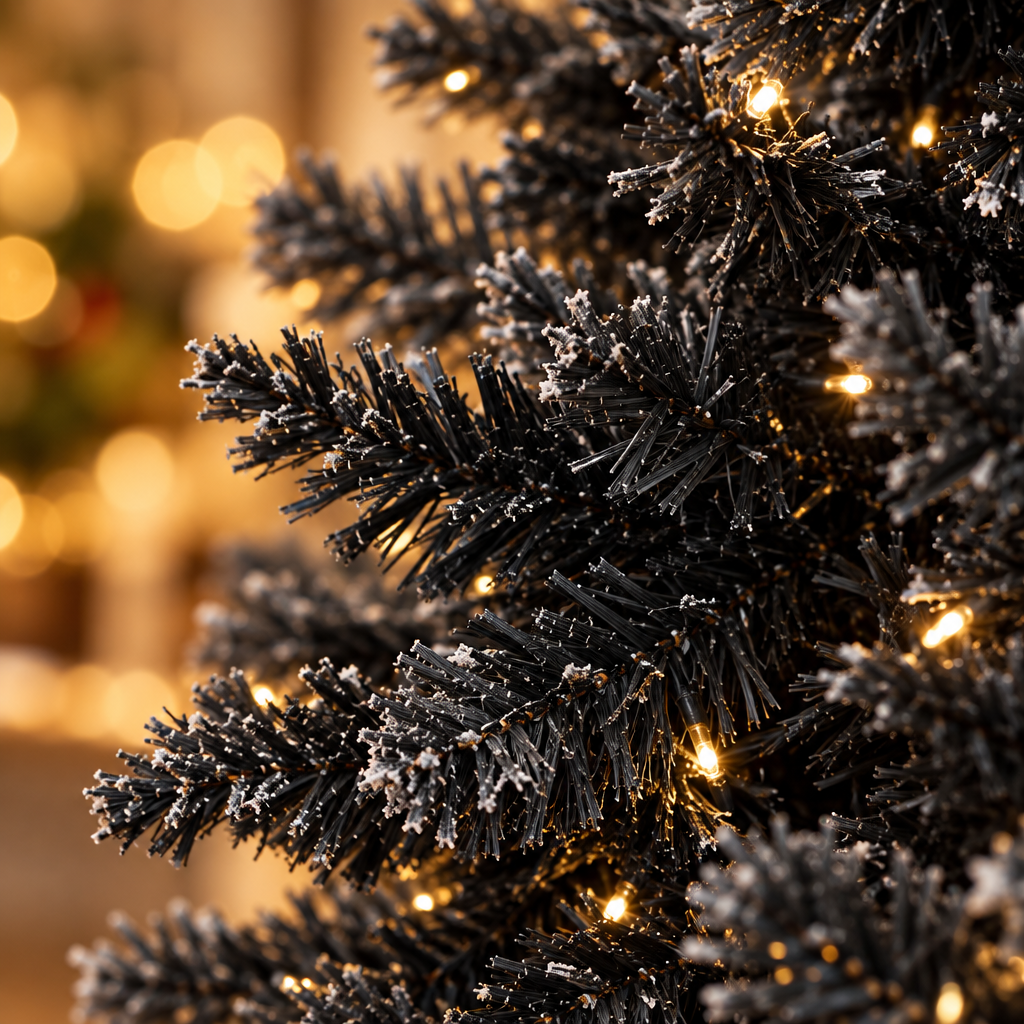 Pre-Lit Black Christmas Tree 5ft, 6ft, 7ft, 8ft – branch close-up