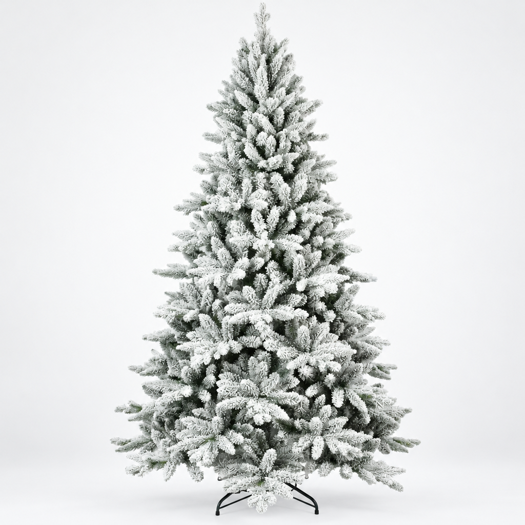 Unlit Snow Flocked Christmas Tree 7ft – studio photo
