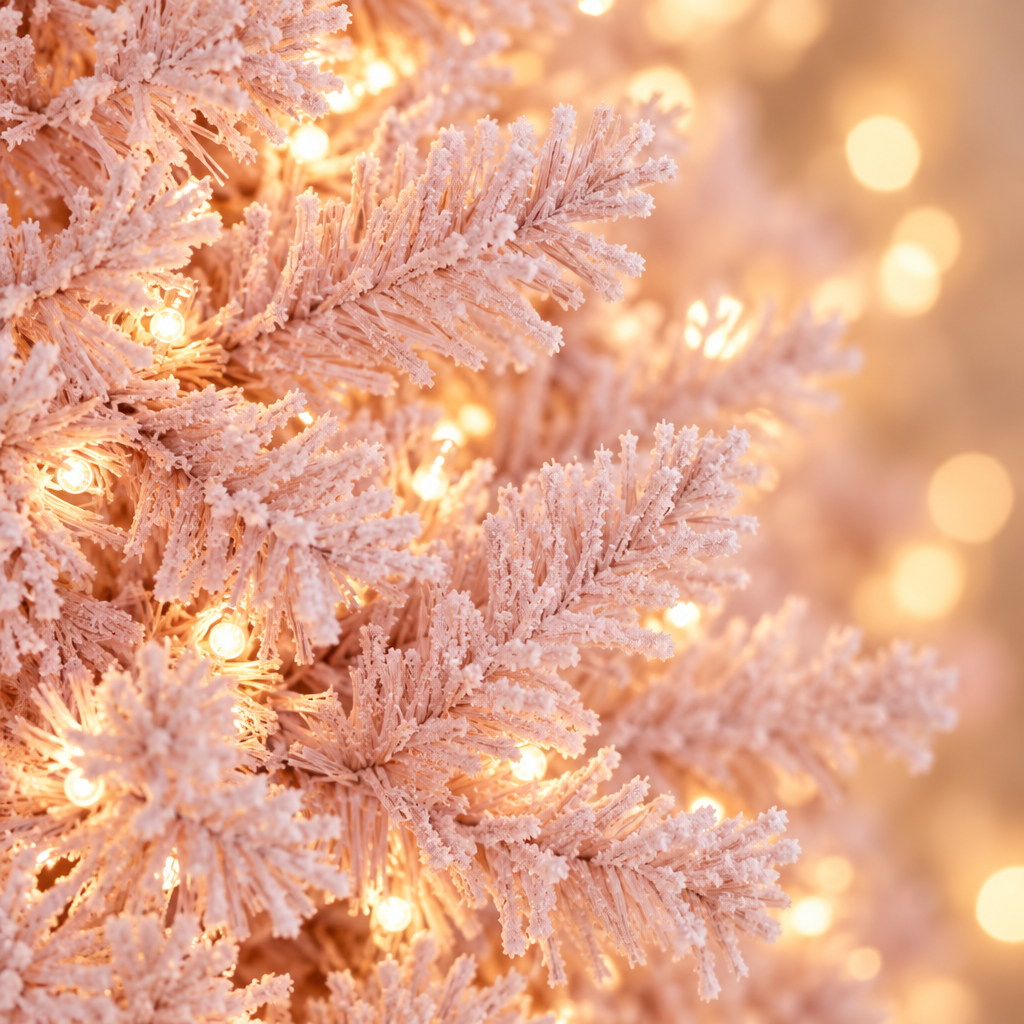 Pre-Lit Pink Christmas Tree 7.5ft – branch close-up