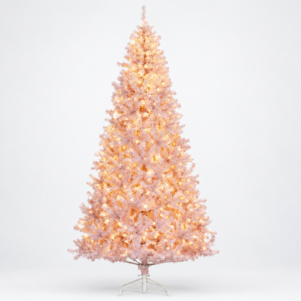 Pre-Lit Pink Christmas Tree 7.5ft – studio photo