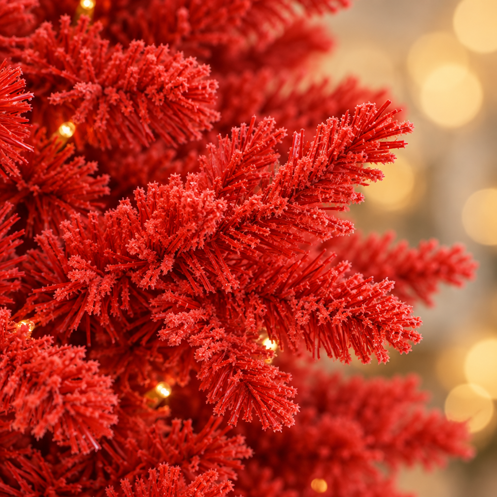 Red Artificial Christmas Tree 5ft – branch close-up