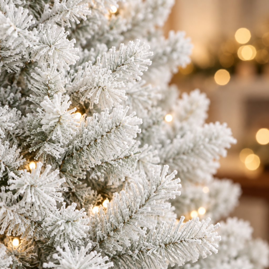 Unlit White Christmas Tree 6ft – branch close-up