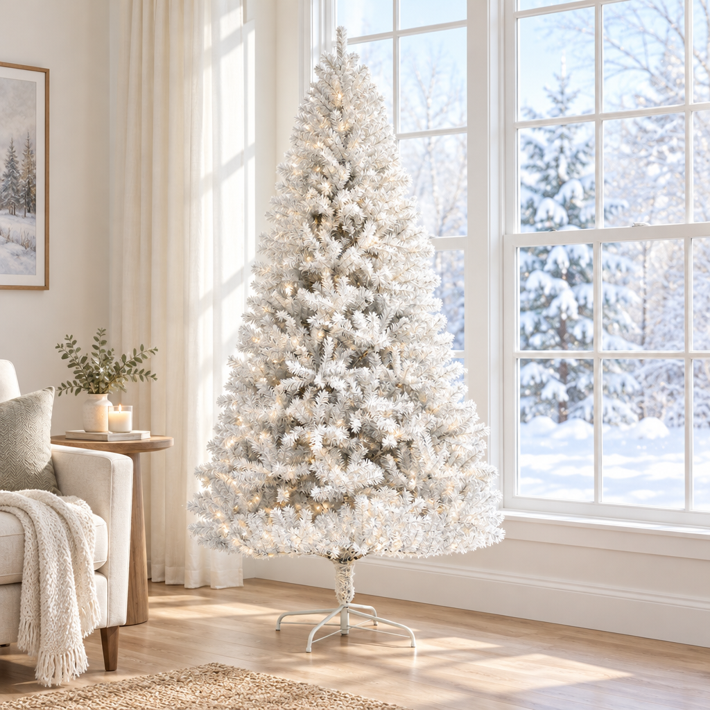 Unlit White Christmas Tree 6ft – by a window in daylight
