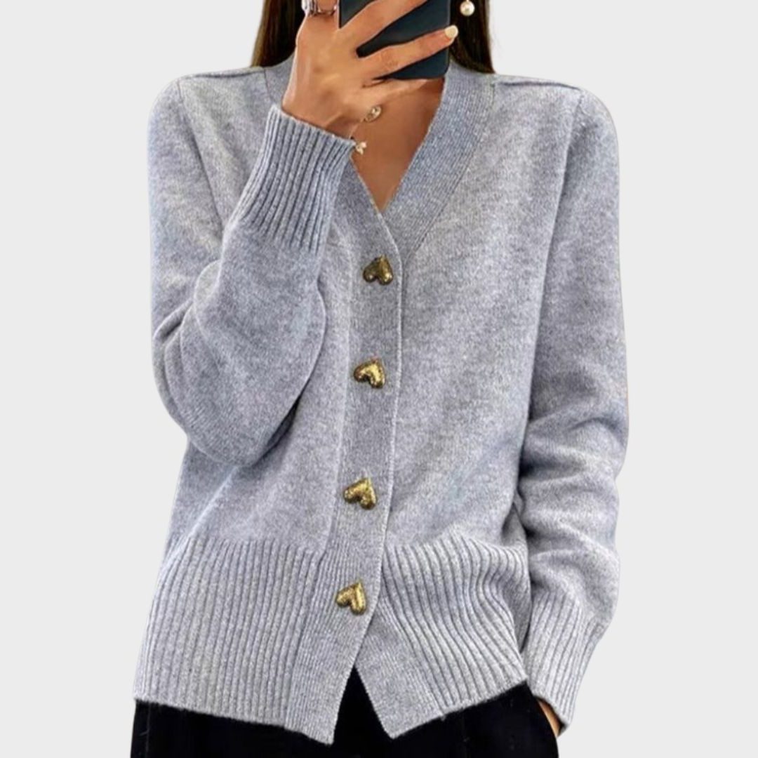 Jelena | Ribbed Knit Button-Up Cardigan for Women