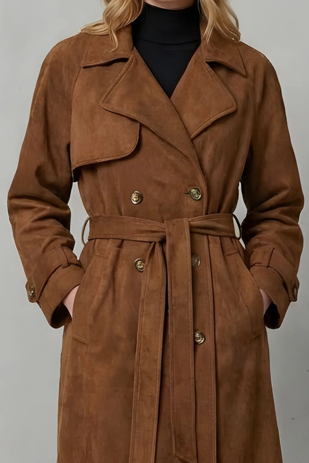 Lorvaine | Women's Belted Suede Trench Coat