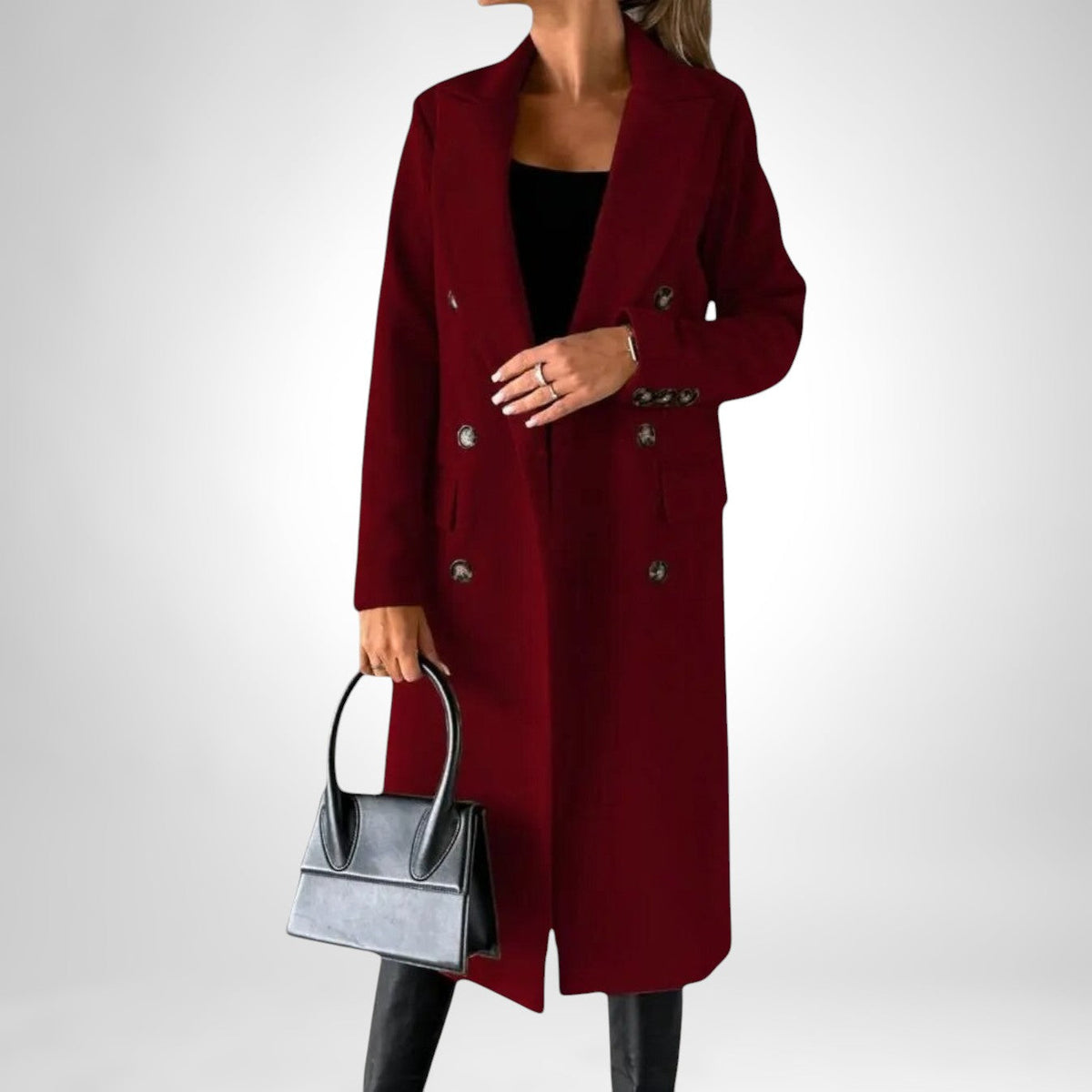 Lorvaine | Women's Long Winter Coat Double-Breasted