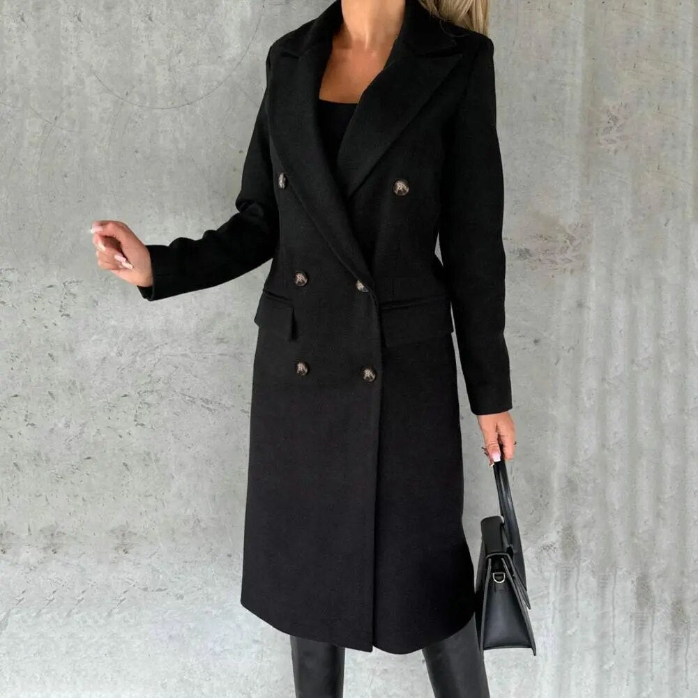 Lorvaine | Women's Long Winter Coat Double-Breasted
