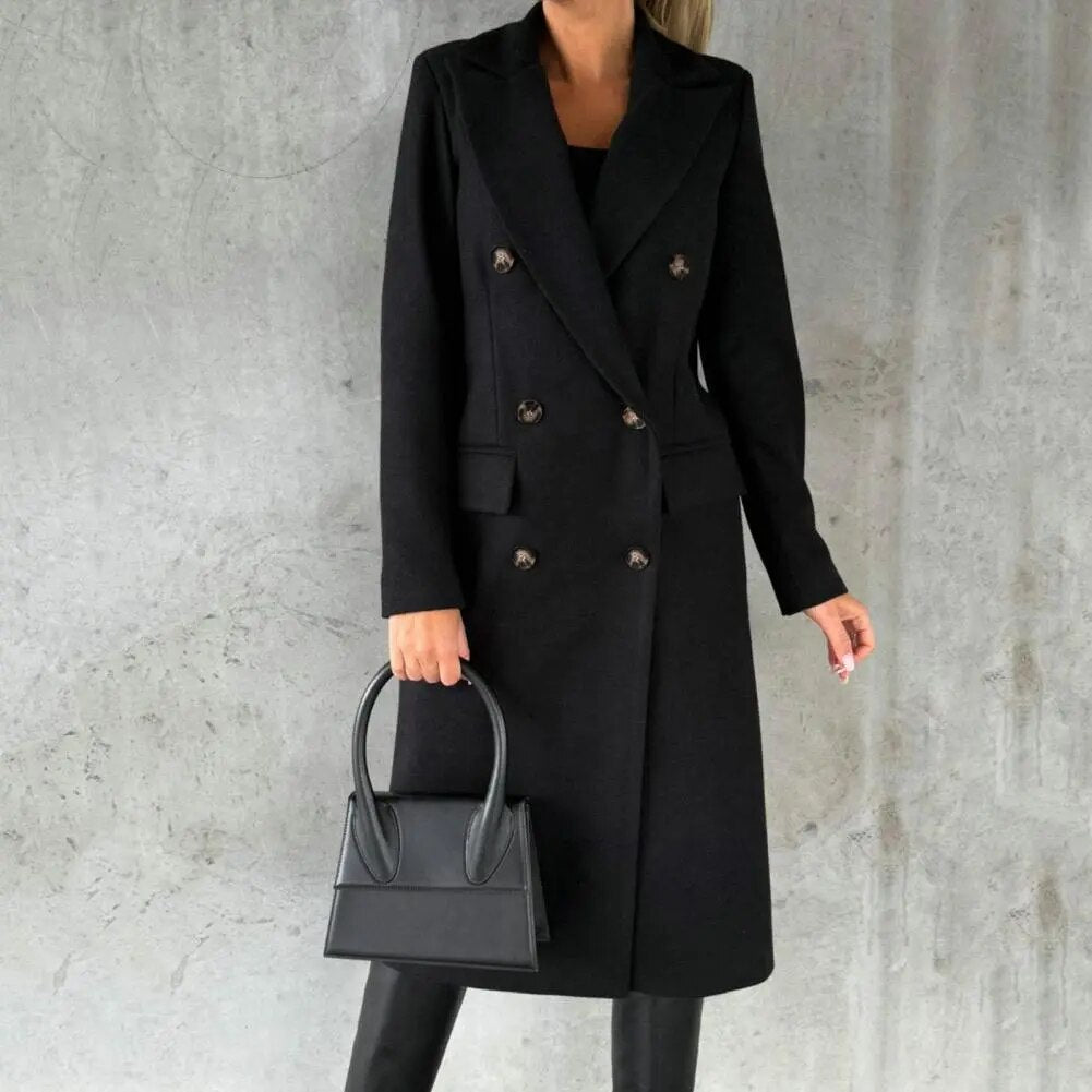 Lorvaine | Women's Long Winter Coat Double-Breasted