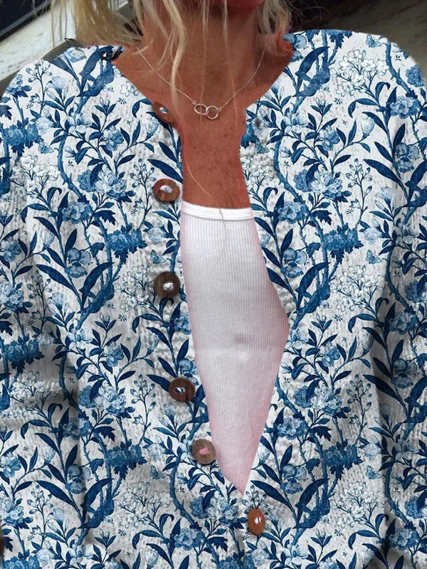 Lorwen | Women's Floral Button-Front Cardigan