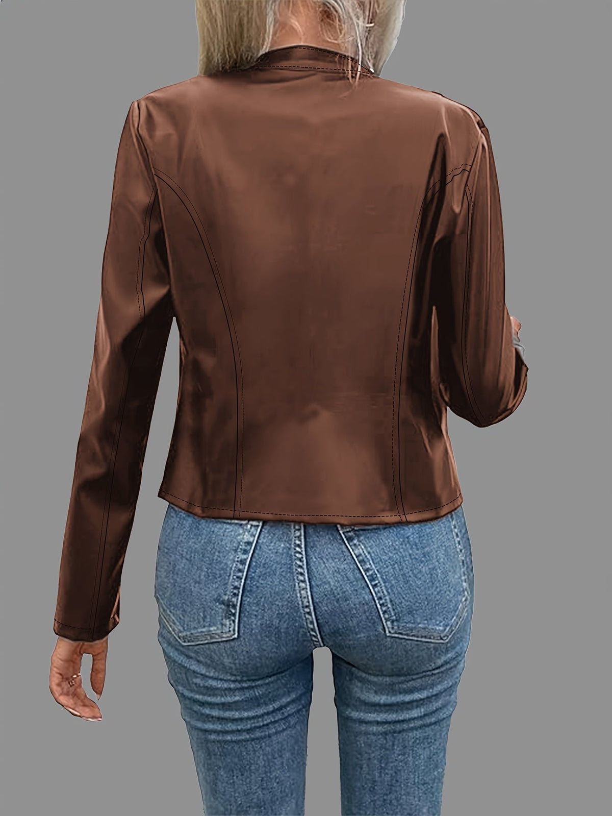 Marvelle | Women's Zip-Up Cropped Faux Leather Jacket