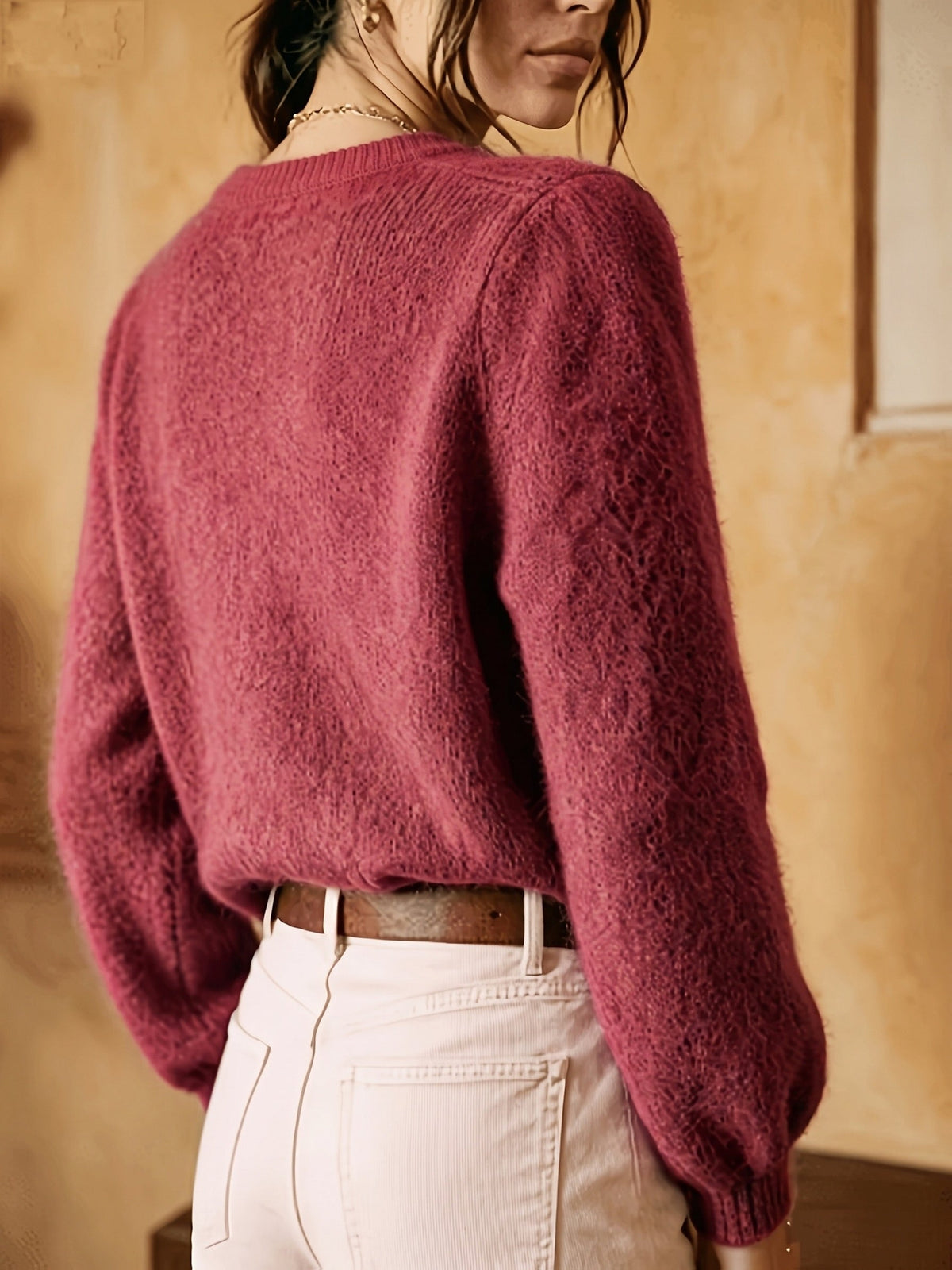 Marveth | Women's Cable Knit Button-Up Cardigan Sweater