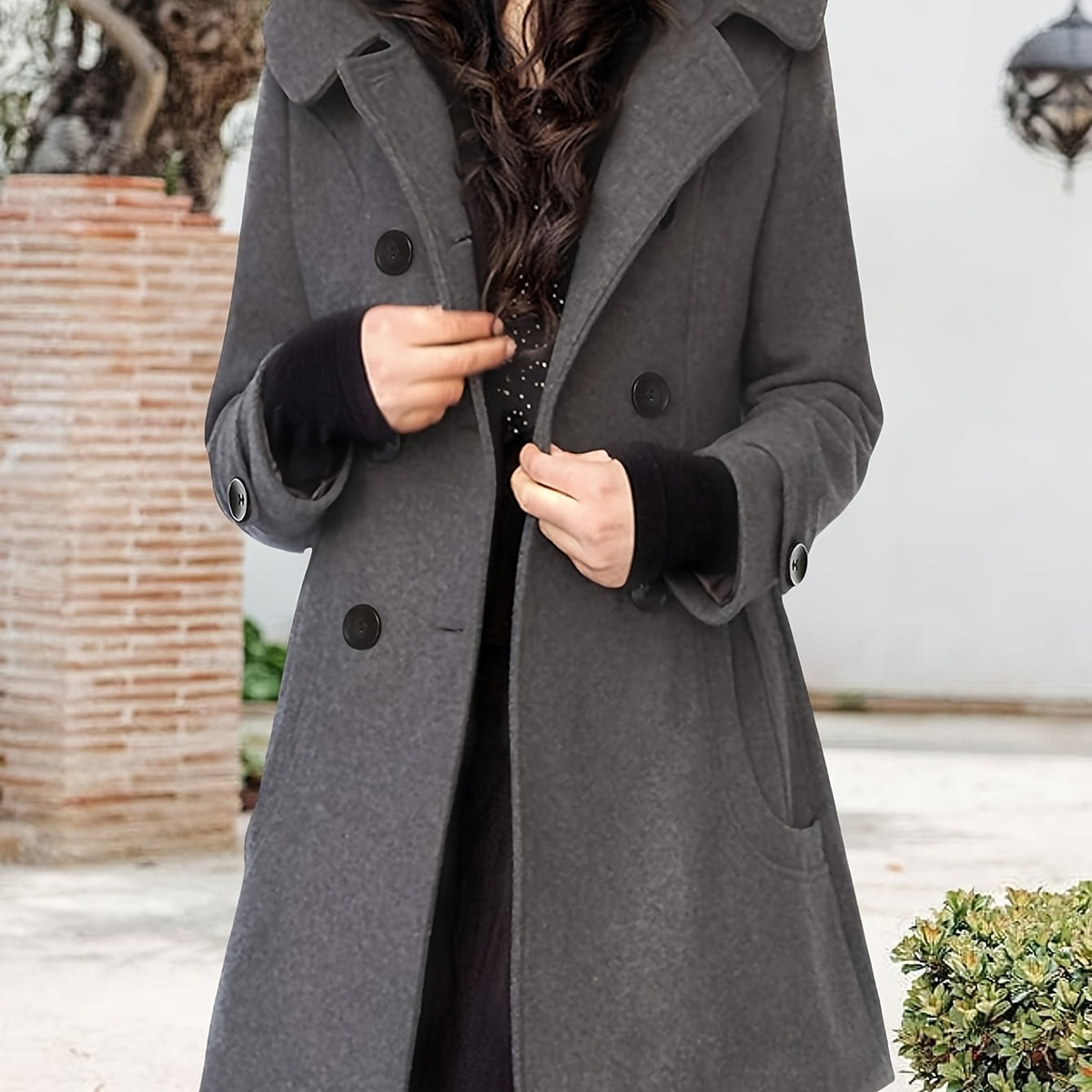 Orvana | Women's Hooded Double-Breasted Mid-Length Coat