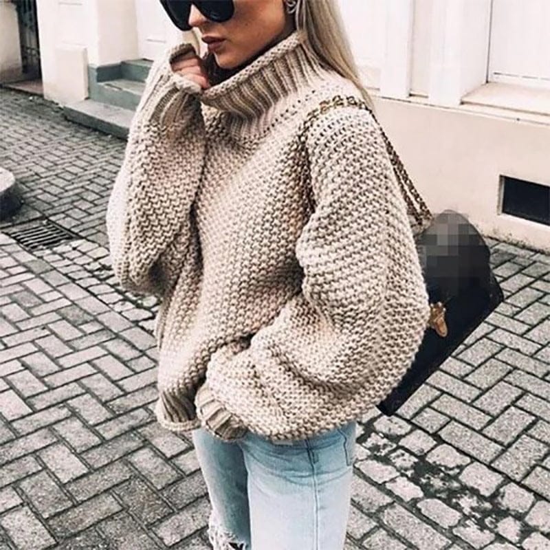Serafina | Women's Oversized Chunky Knit Turtleneck Sweater