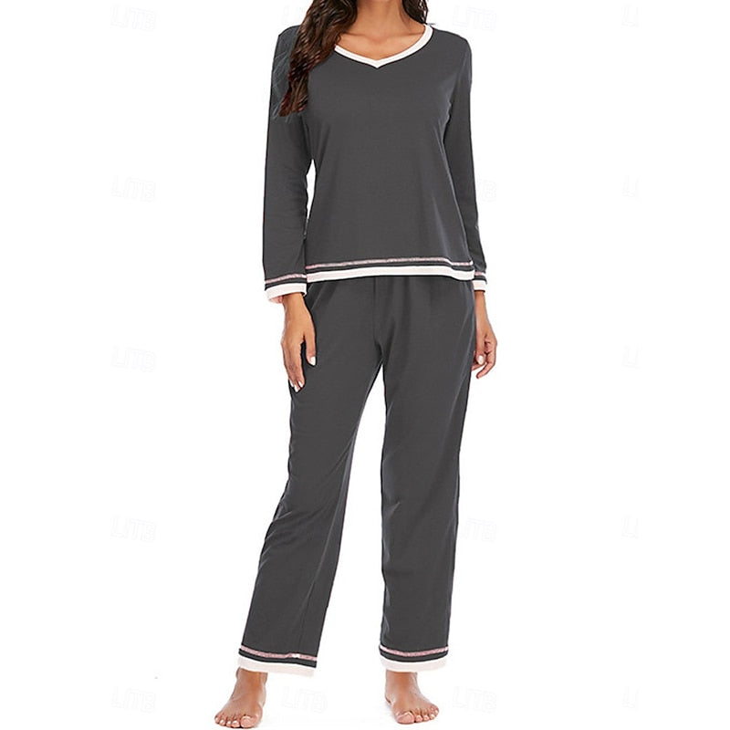 Solwyn | Women's Loungewear Set Long Sleeve V-Neck