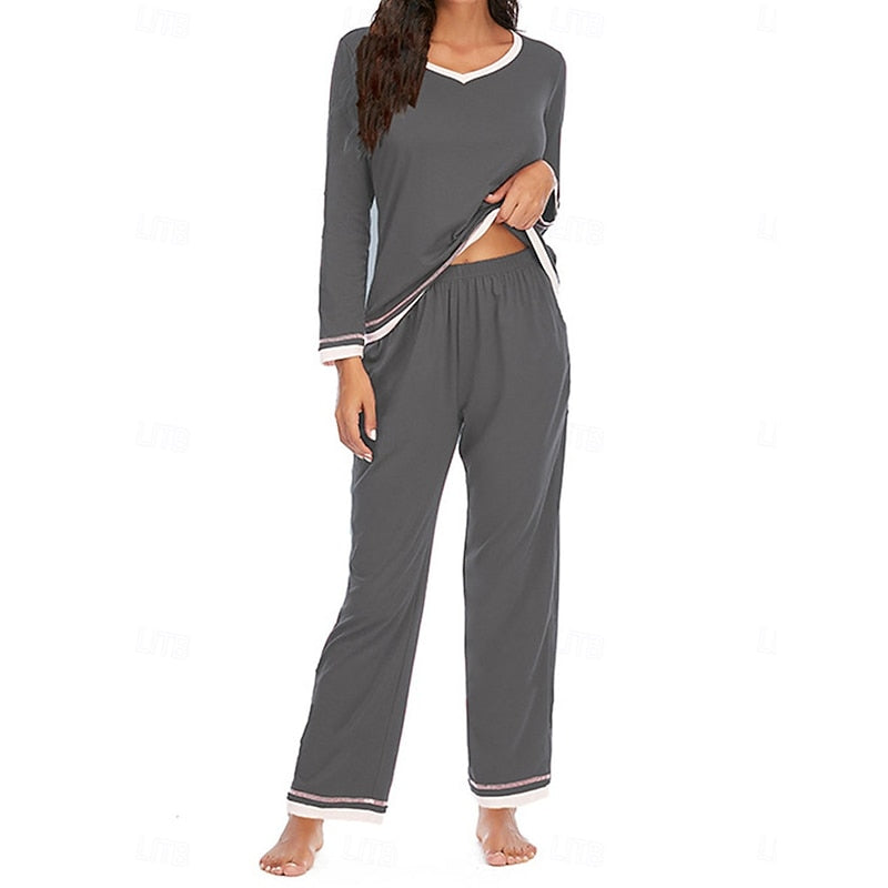 Solwyn | Women's Loungewear Set Long Sleeve V-Neck