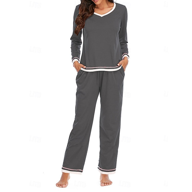 Solwyn | Women's Loungewear Set Long Sleeve V-Neck