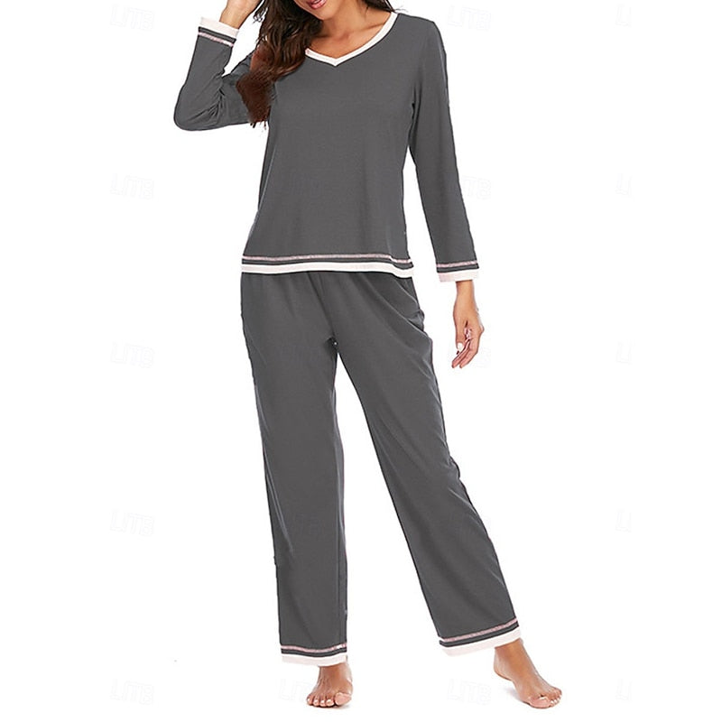 Solwyn | Women's Loungewear Set Long Sleeve V-Neck