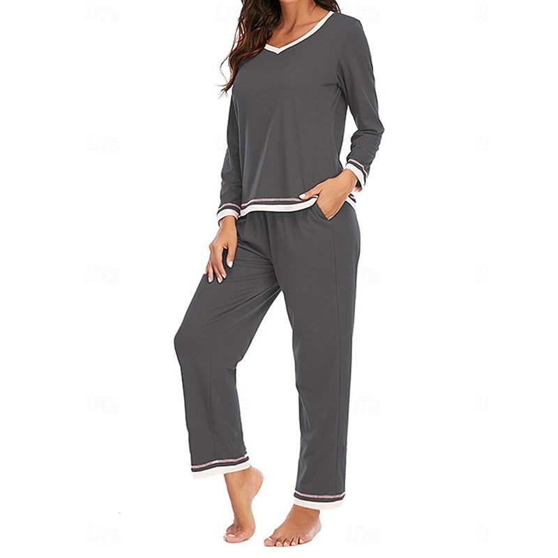 Solwyn | Women's Loungewear Set Long Sleeve V-Neck