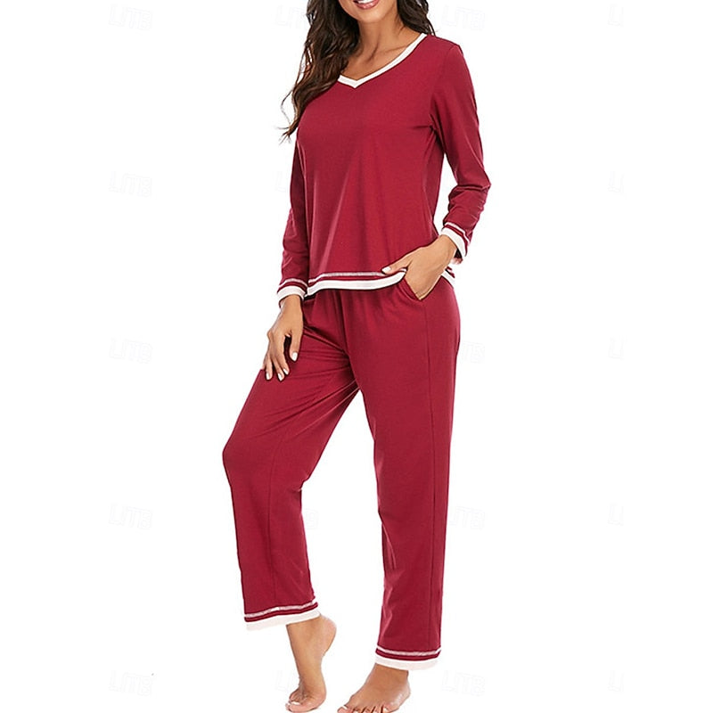 Solwyn | Women's Loungewear Set Long Sleeve V-Neck