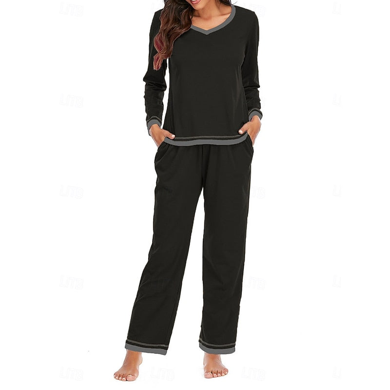 Solwyn | Women's Loungewear Set Long Sleeve V-Neck