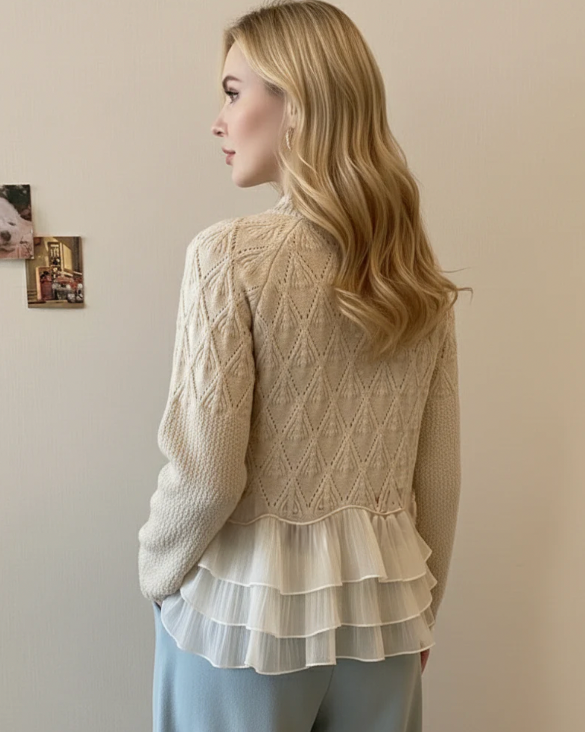 Soraya | Women's Cable Knit Ruffle Hem Sweater