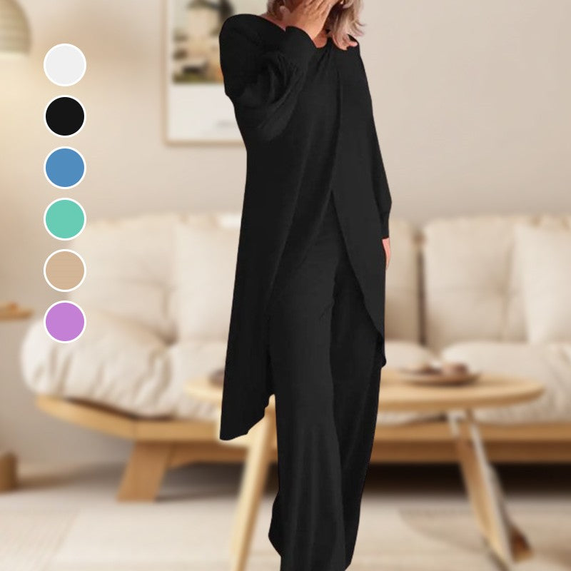 Haven | Women's Two Piece Set Long Sleeve Tunic Top Wide Leg Pants