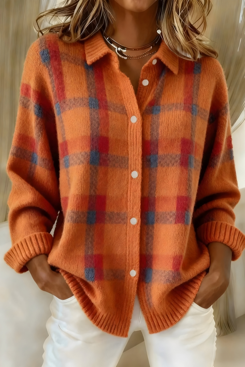 Tavara | Women's Plaid Button-Up Sweater Cardigan