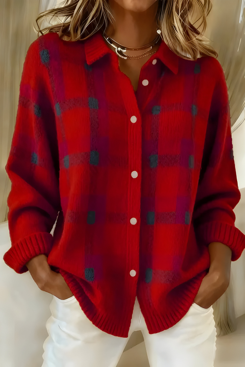 Tavara | Women's Plaid Button-Up Sweater Cardigan