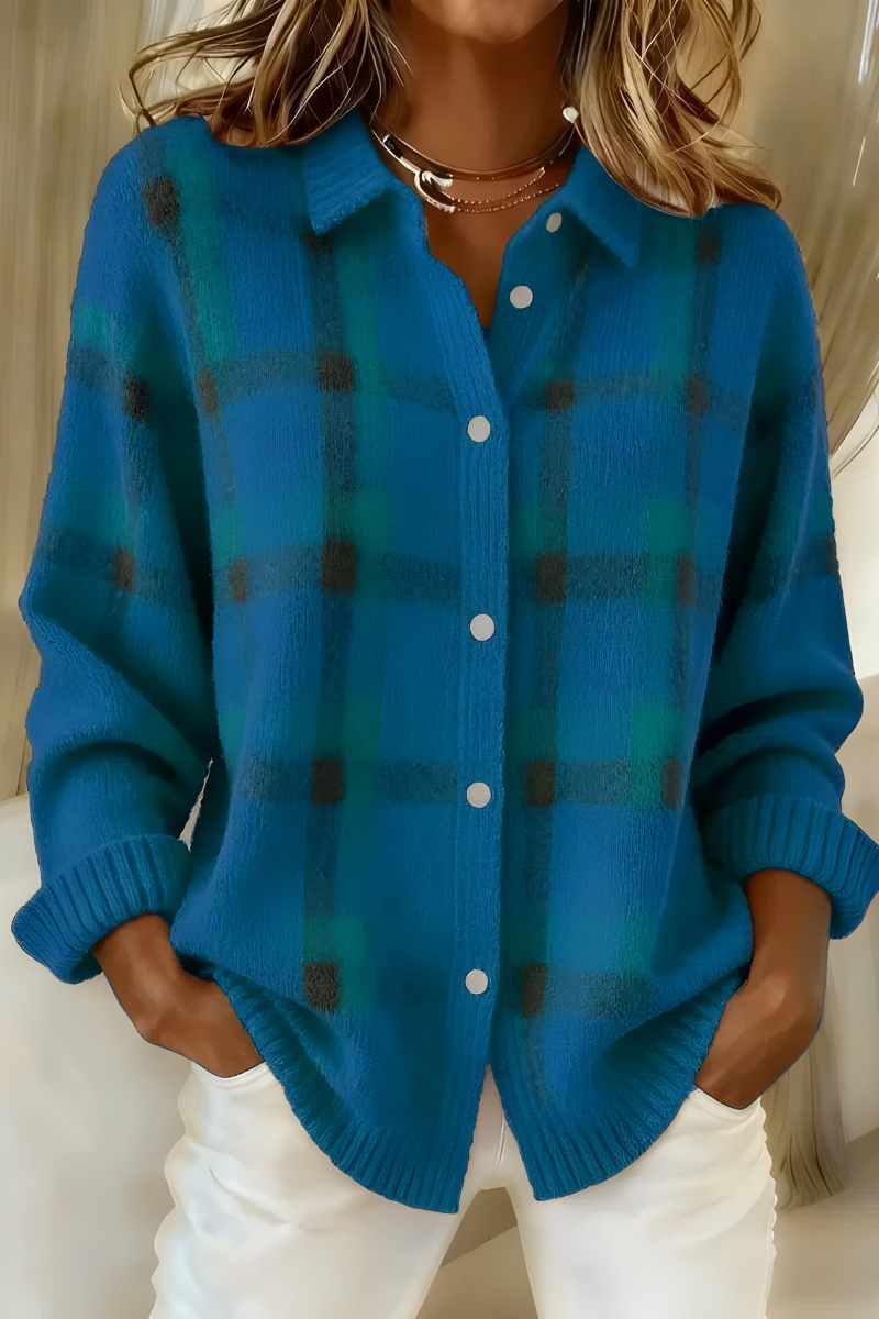 Tavara | Women's Plaid Button-Up Sweater Cardigan