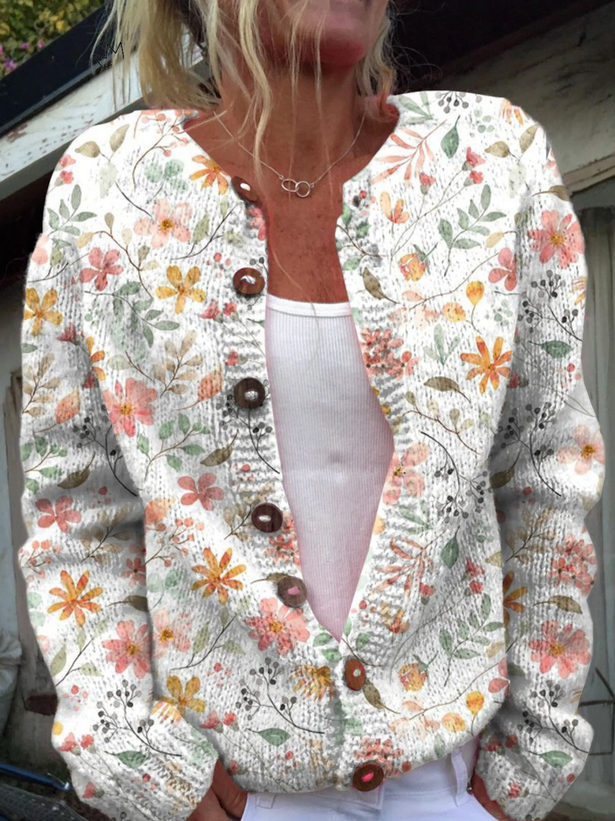 Thessaly | Women's Floral Print Open Front Cardigan