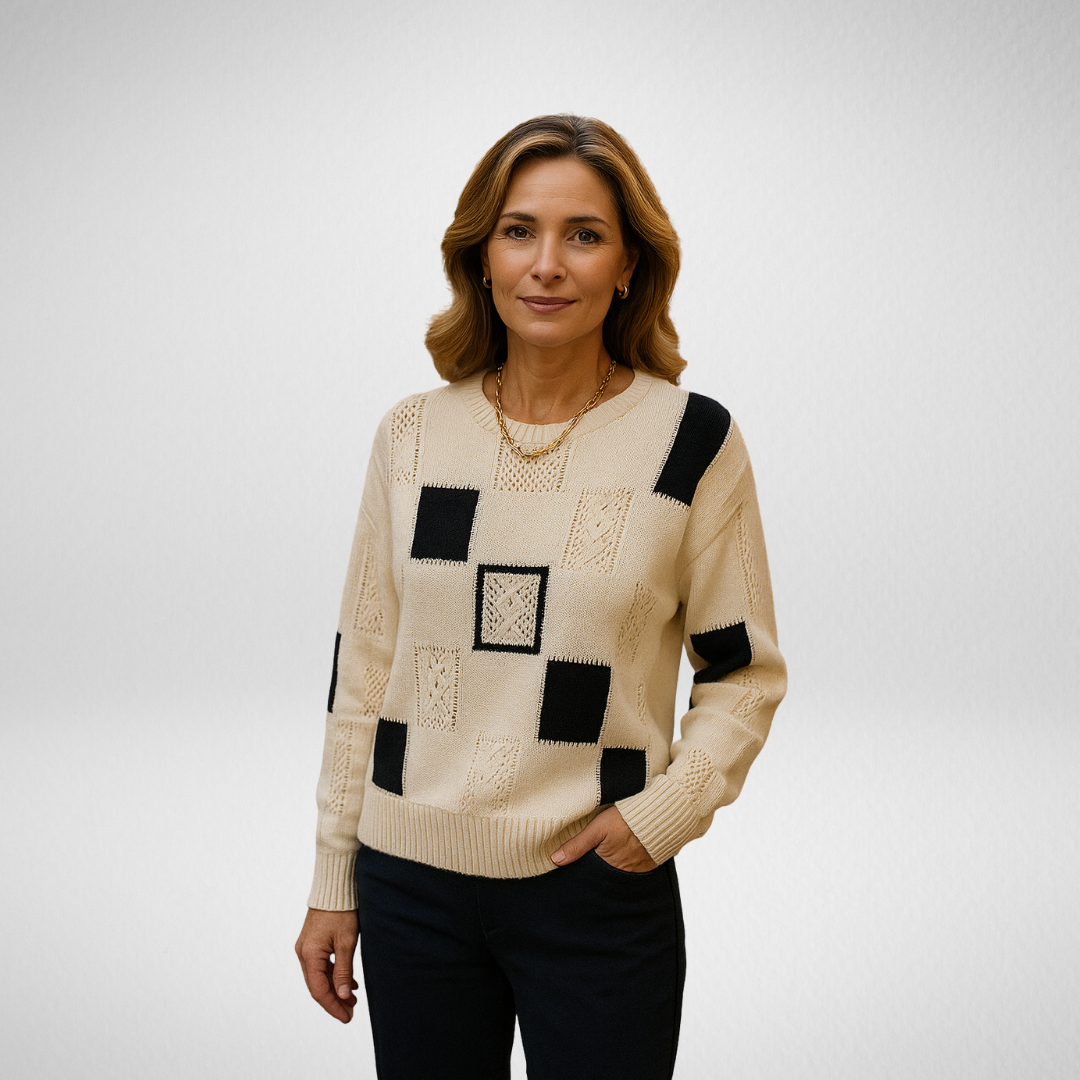 Thessaly | Women's Patchwork Knit Pullover Sweater