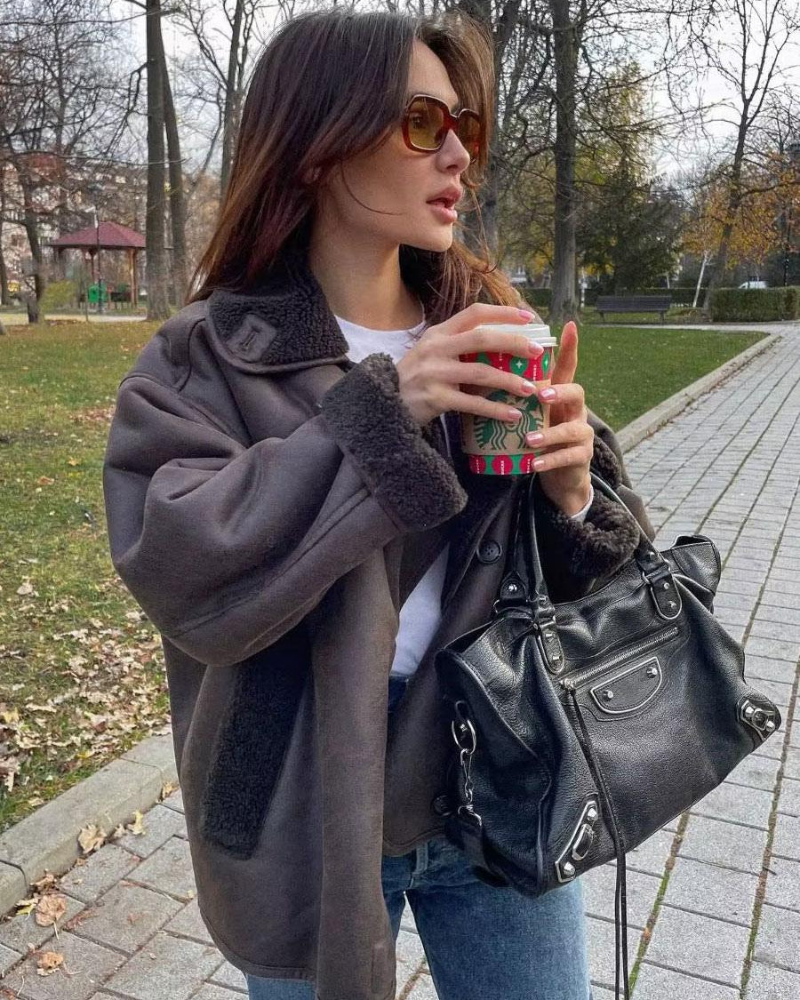 Threnelle | Women's Oversized Shearling Jacket