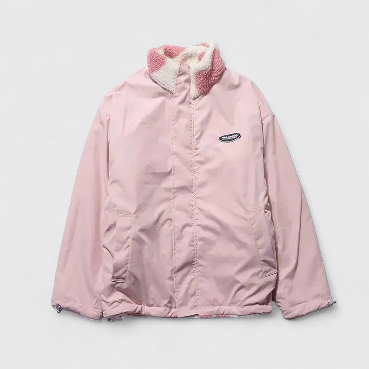 Tivella | Women's Fleece Zip-Up Heart Print Jacket
