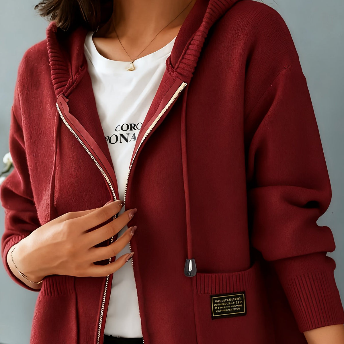 Valdene | Women's Zip-Up Hooded Cardigan