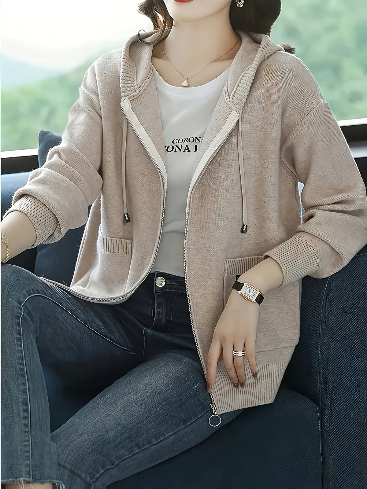 Valdene | Women's Zip-Up Hooded Cardigan