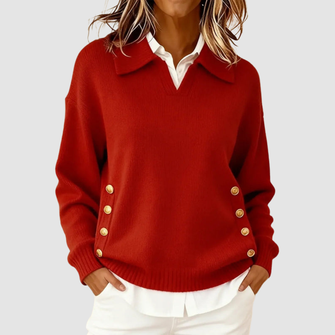 Varnova | Women's Collared Pullover Knit Sweater